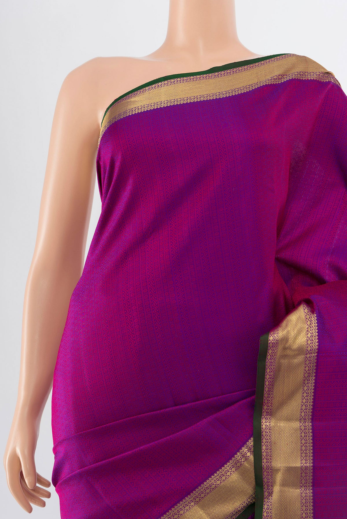 Border image of Purple Kanjivaram Silk Saree with Thread Brocade on the body and Silk Border. 