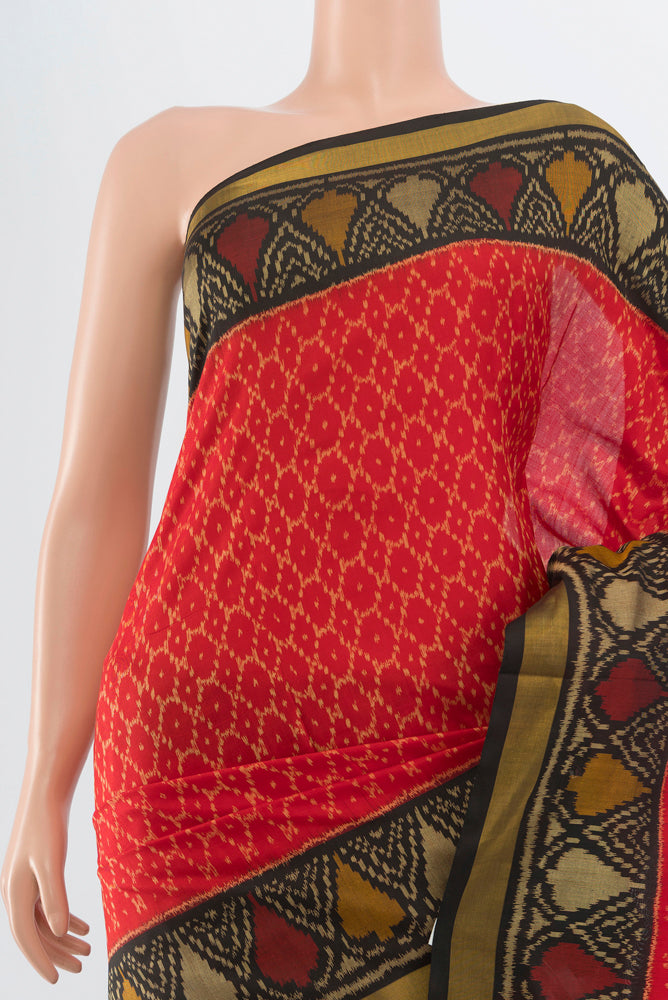 Border image of Multi Color Rajkot Patola Silk Saree with Ikat Print on the body and Silk Border. 