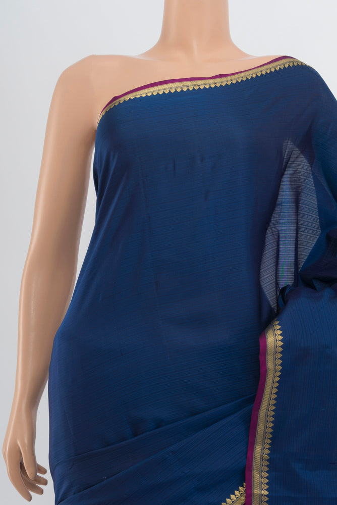 Border image of Dark Blue Soft Silk Saree with Zari Butta on the body and Silk Border. 