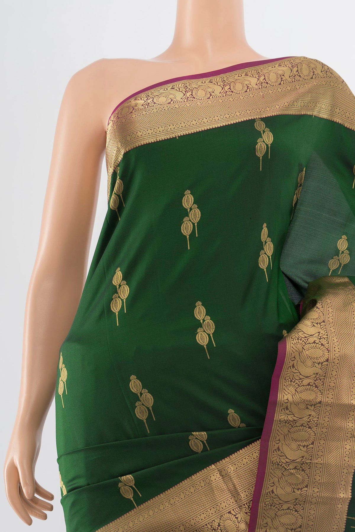 Border image of Mint Green Soft Silk Saree with Zari Butta on the body and Silk Border. 