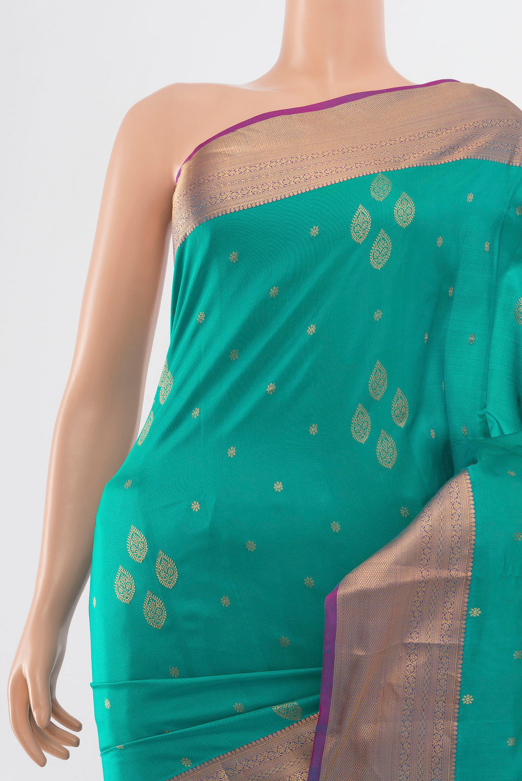 Border image of Light Blue Soft Silk Saree with Zari Butta on the body and Silk Border. 