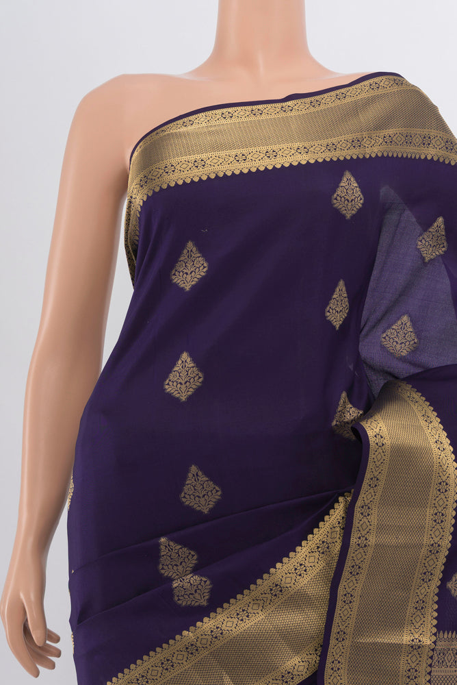Border image of Navy Blue Soft Silk Saree with Zari Butta on the body and Silk Border. 