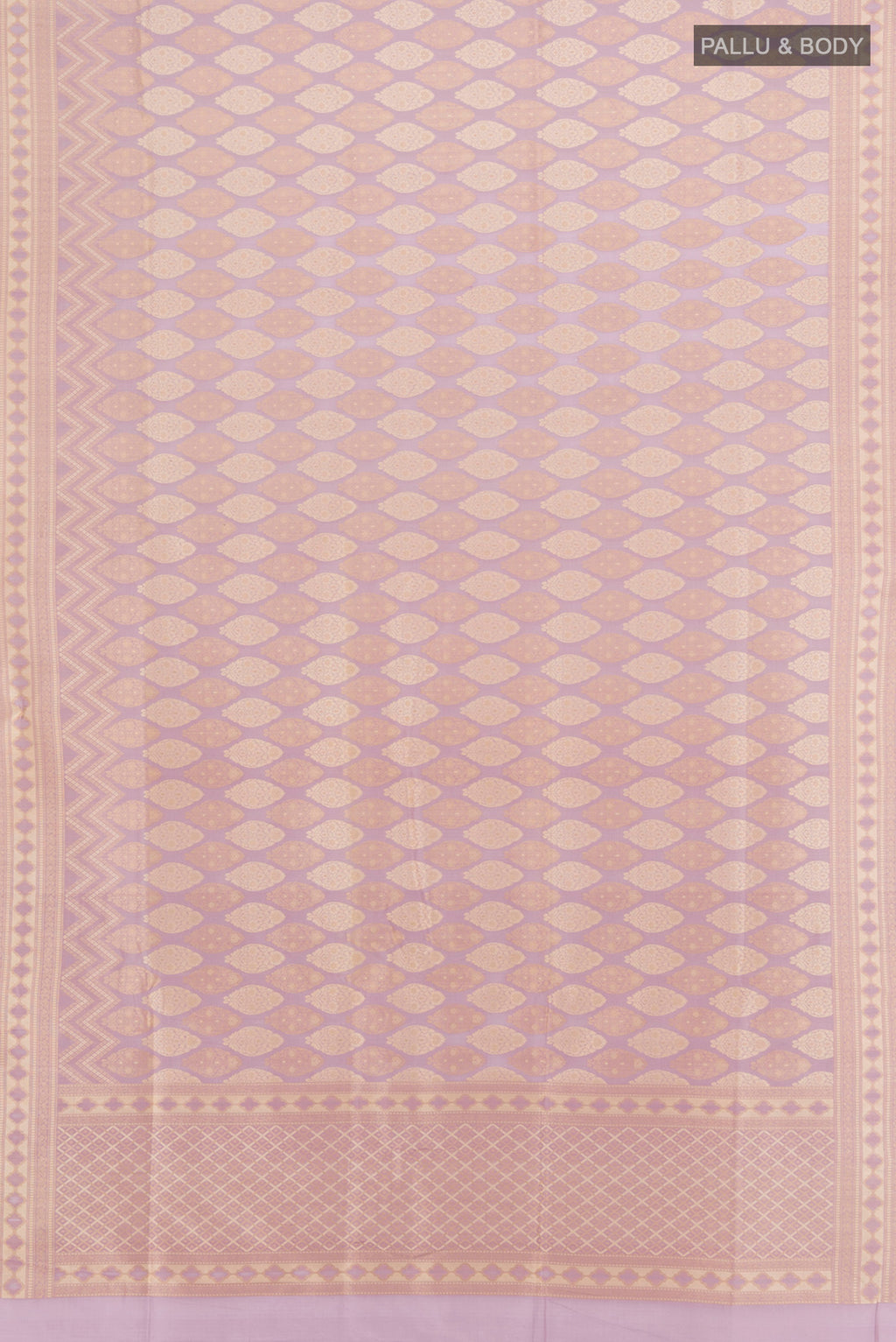 Flat view of Pure Silk Pure Zari Multi Color Banarasi Saree with Zari Butta on the body and Silk Border. 