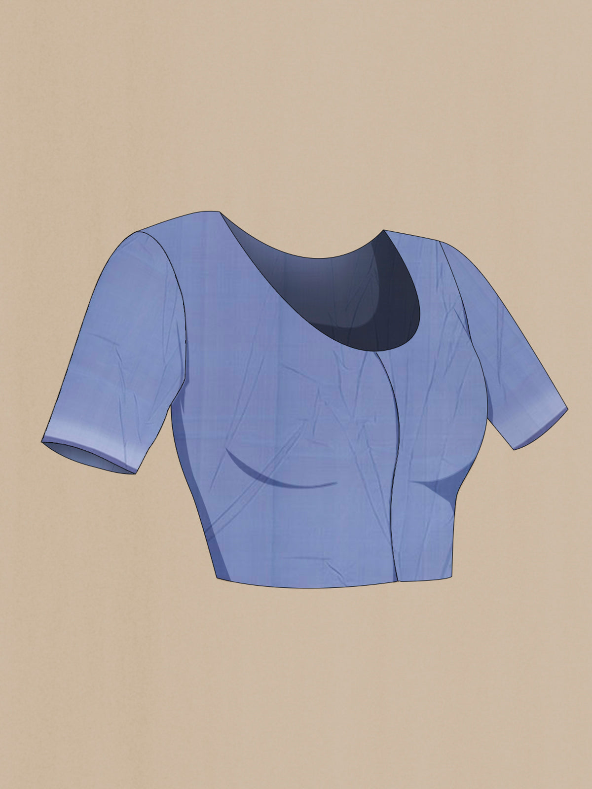 Close up image of the blouse of Pure Silk Light Blue Banarasi Saree with Zari Butta on the body and Zari Border. 