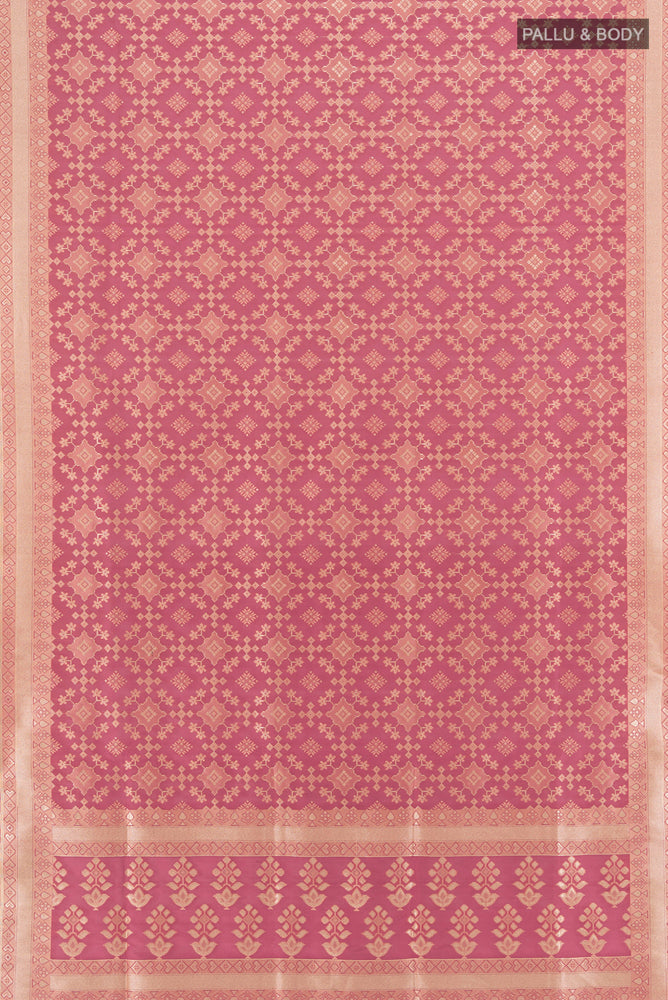 Flat view of Bronze Banarasi Silk Saree with Zari Butta on the body and Silk Border. 