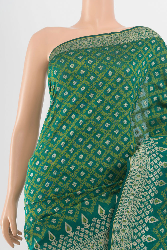 Border image of Peacock Blue Banarasi Silk Saree with Zari Butta on the body and Silk Border. 