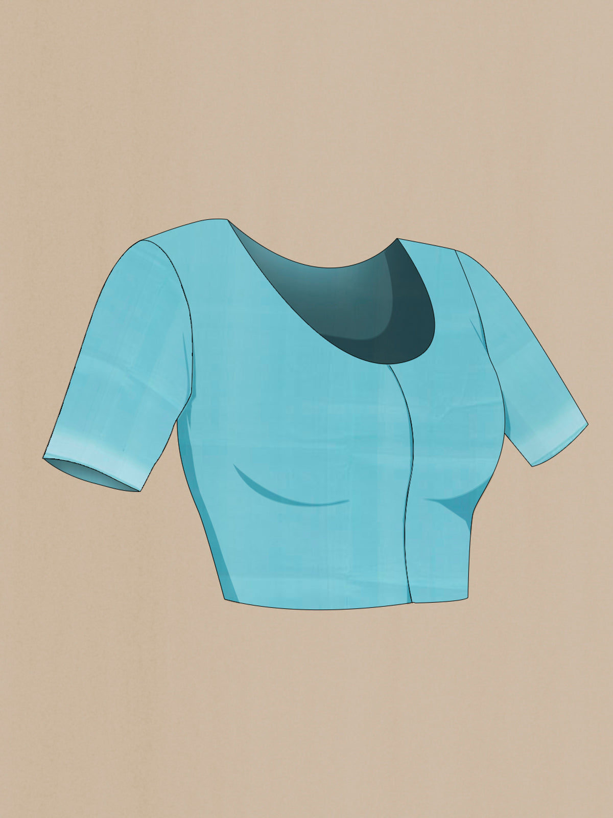 Close up image of the blouse of Pure Silk Sky Blue Banarasi Saree with Zari Butta on the body and Zari Border. 