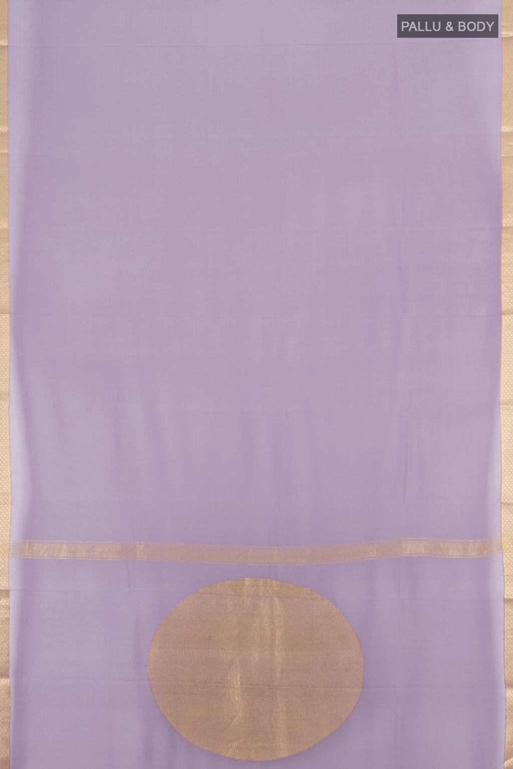Flat view of Lavender Mysore Georgette Saree with Plain Body and Zari Border. 