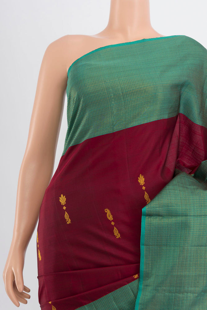Border image of Coffee Brown Kanjivaram Silk Saree with Zari Butta on the body and Silk Border. 