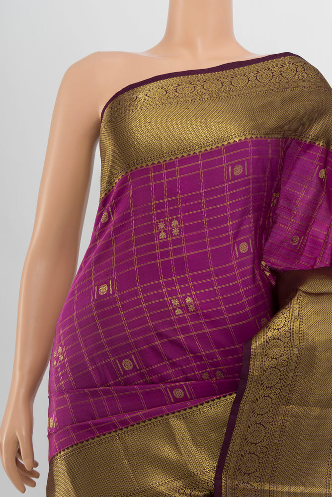 Border image of Purple Kanjivaram Silk Saree with Zari Butta on the body and Silk Border. 