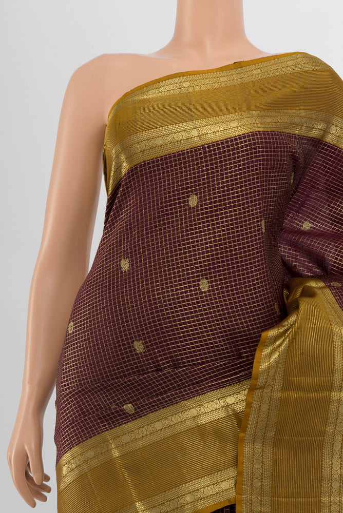 Border image of Coffee Brown Kanjivaram Silk Saree with Zari Butta on the body and Silk Border. 