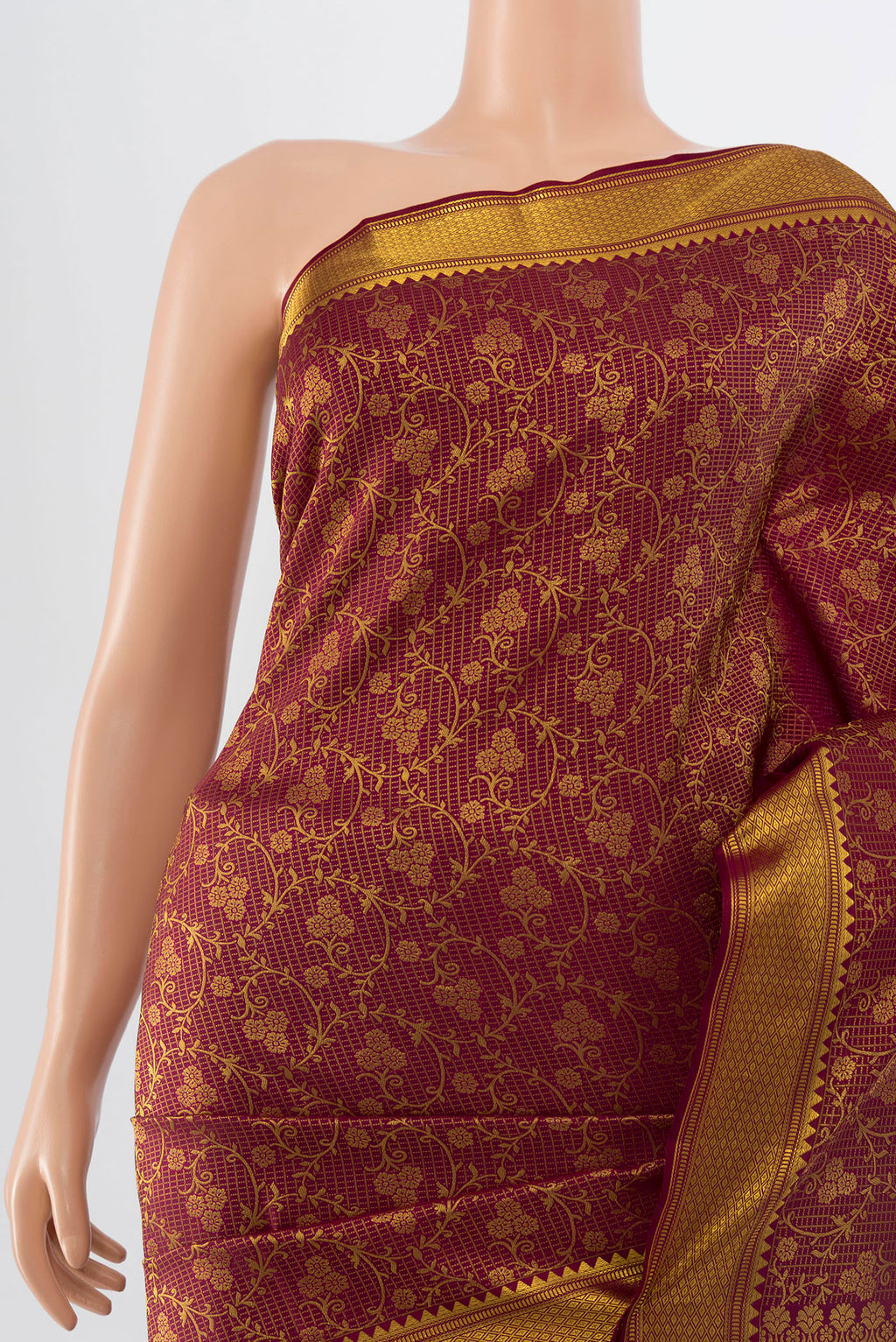 Border image of Coffee Brown Kanchipuram Silk Saree with Zari Butta on the body and Silk Border. 