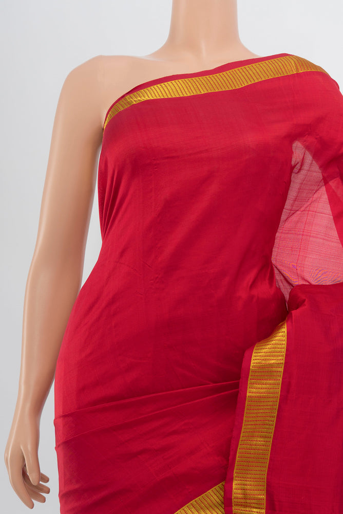 Border image of Maroon Kanjivaram Silk Nine Yards Saree with Zari Brocade on the body and Zari Border. 