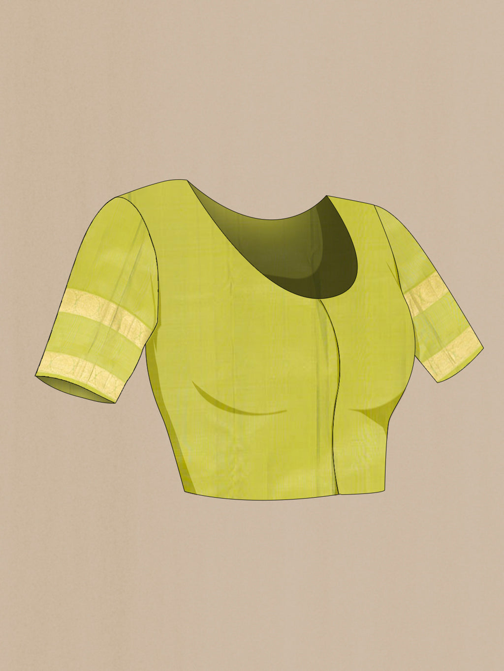 Close up image of the blouse of Bottle Green Kanchipuram Silk Saree with Zari Butta on the body and Zari Border. 