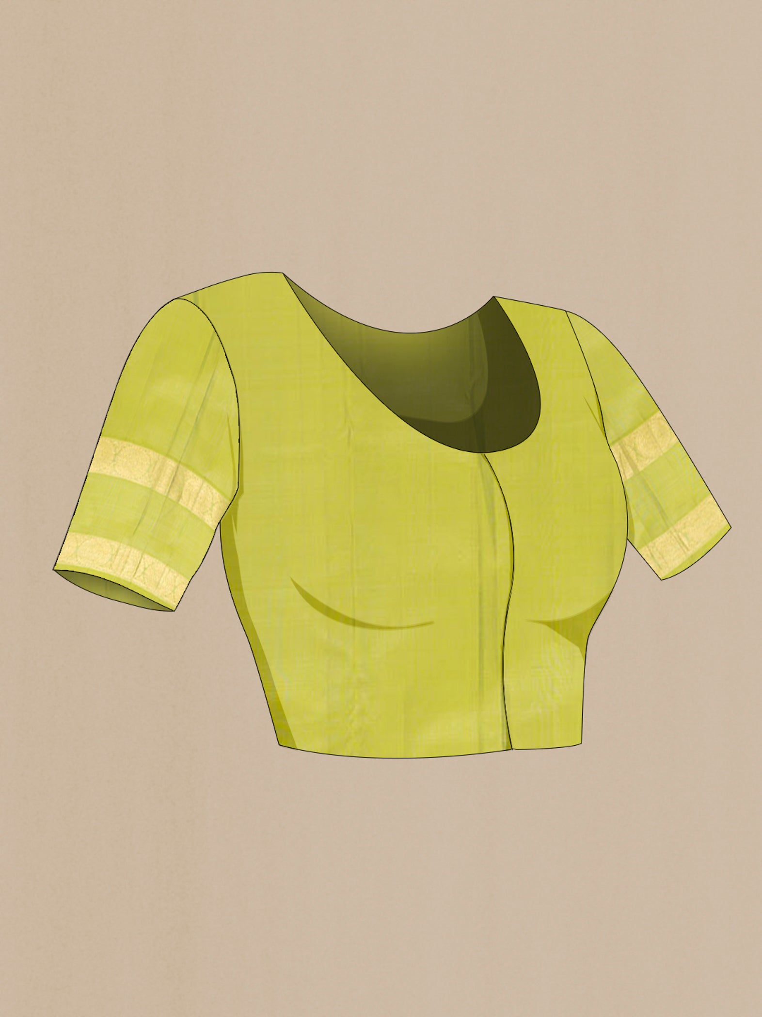 Close up image of the blouse of Bottle Green Kanchipuram Silk Saree with Zari Butta on the body and Zari Border. 