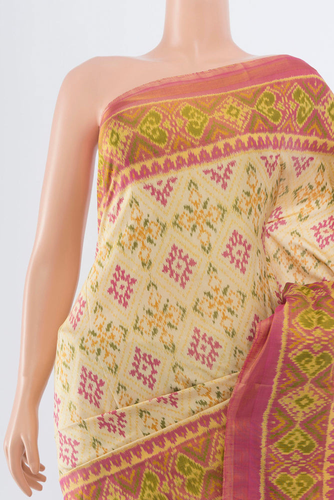 Border image of Multi Color Rajkot Patola Silk Saree with Ikat Print on the body and Silk Border. 