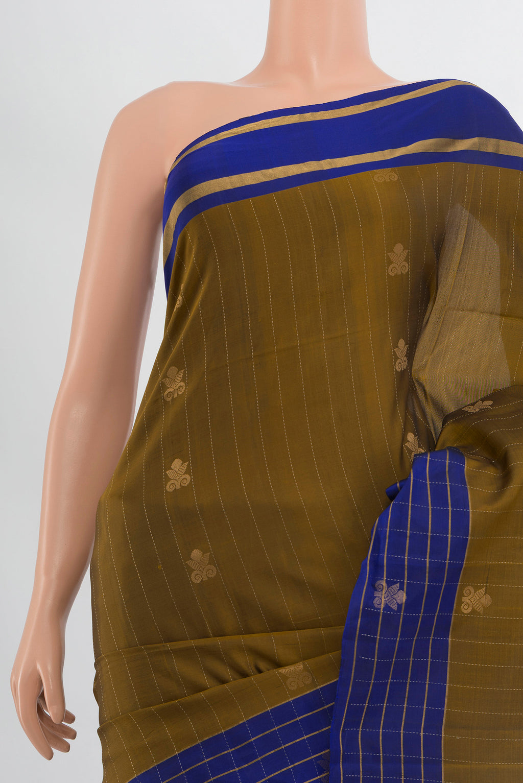 Border image of Mehandi Green Soft Silk Saree with Zari Butta on the body and Silk Border. 