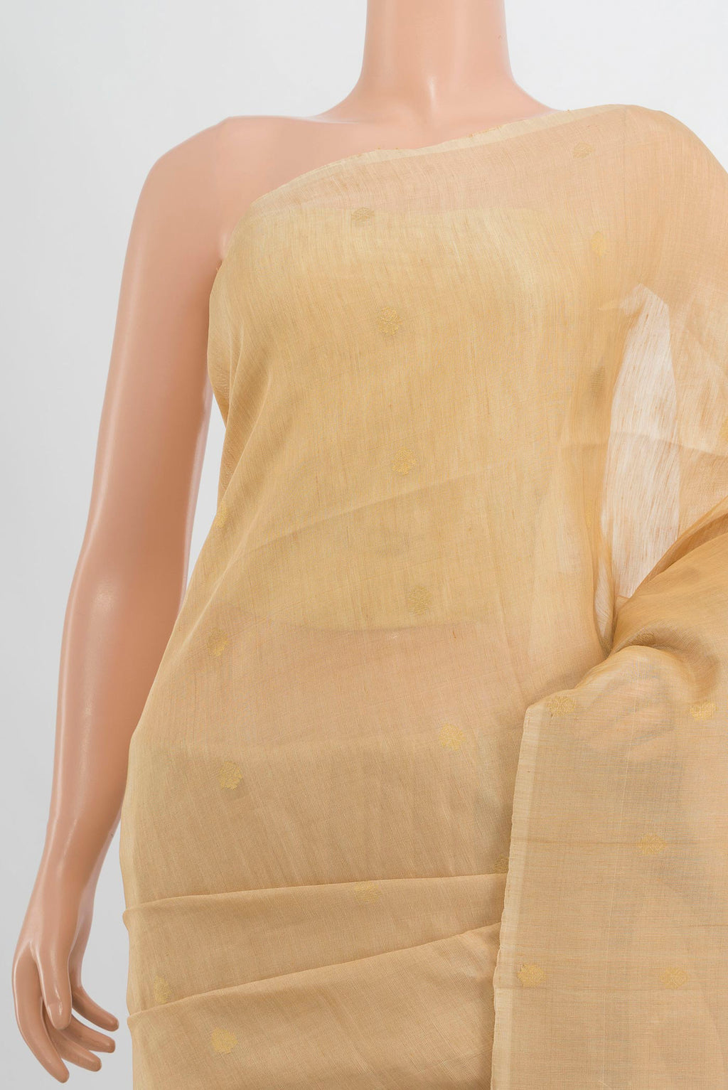 Border image of Golden Soft Saree with Zari Butta on the body and Silk Border. 