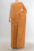 Brown Soft Saree with Zari Butta on the body and Silk Border.  displayed on a mannequin