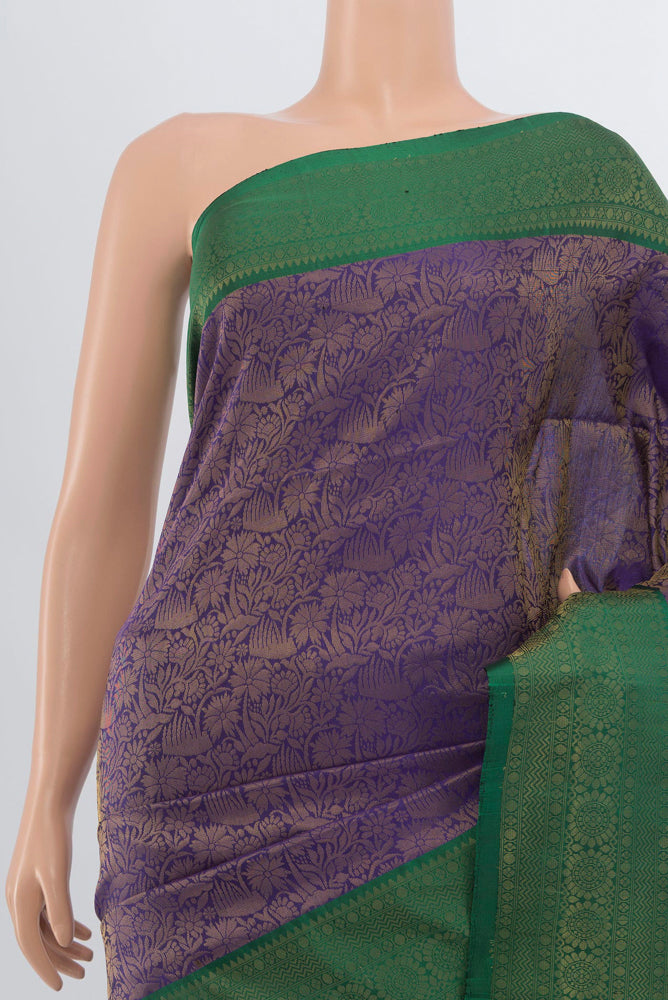 Border image of Violet Soft Silk Saree with Zari Butta on the body and Silk Border. 