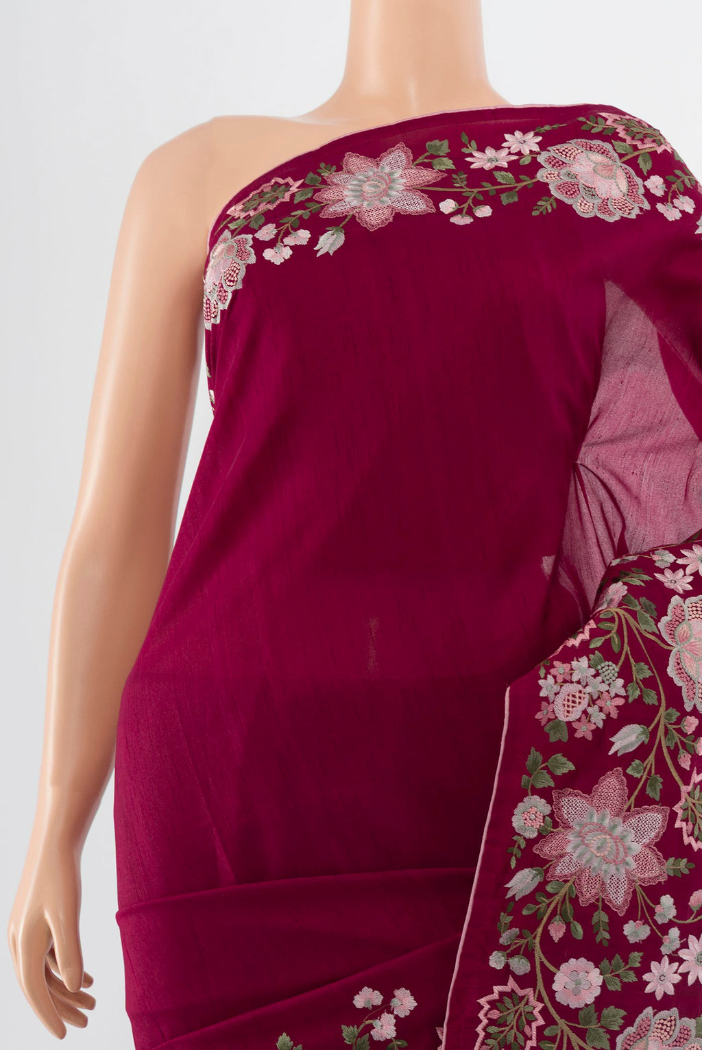 Border image of Purple Art Silk Saree with Embroidery on the body and Silk Border. 