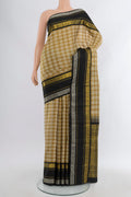 Pure Silk Pure Zari Multi Color Kanchipuram Saree with Checked design on the body and Plain Border.  displayed on a mannequin