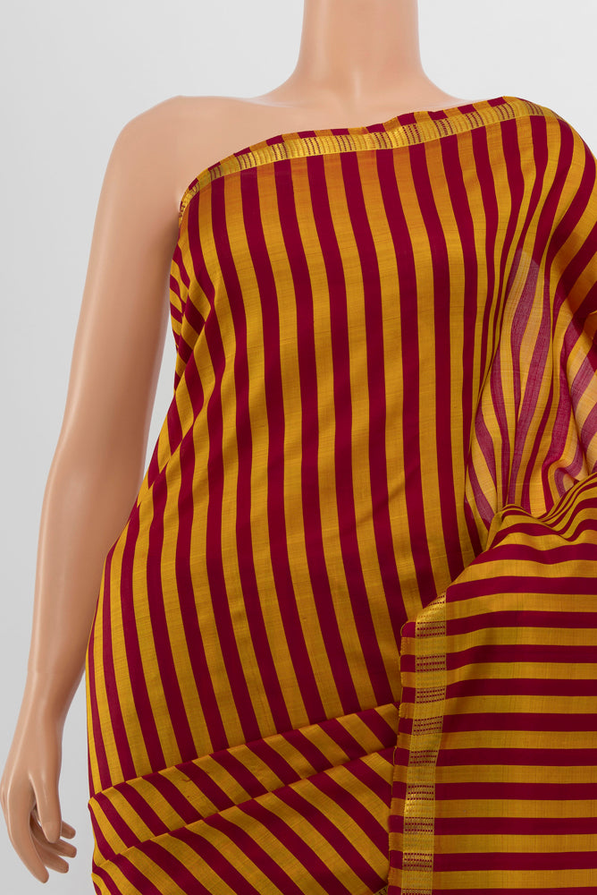 Border image of Multi Color Kanchipuram Silk Saree with Checked design on the body and Silk Border. 
