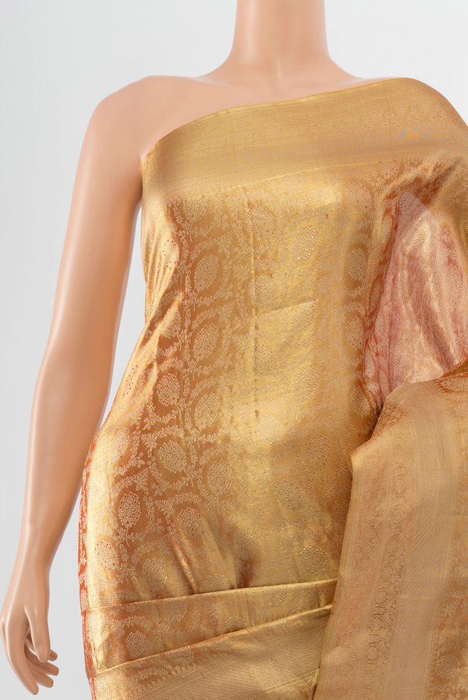 Border image of Pure Silk Pure Zari Golden Kanjivaram Saree with Zari Brocade on the body and Silk Border. 