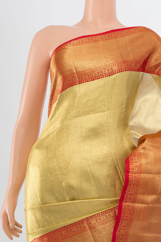 Border image of Pure Silk Pure Zari Golden Kanchipuram Saree with Zari Brocade on the body and Silk Border. 