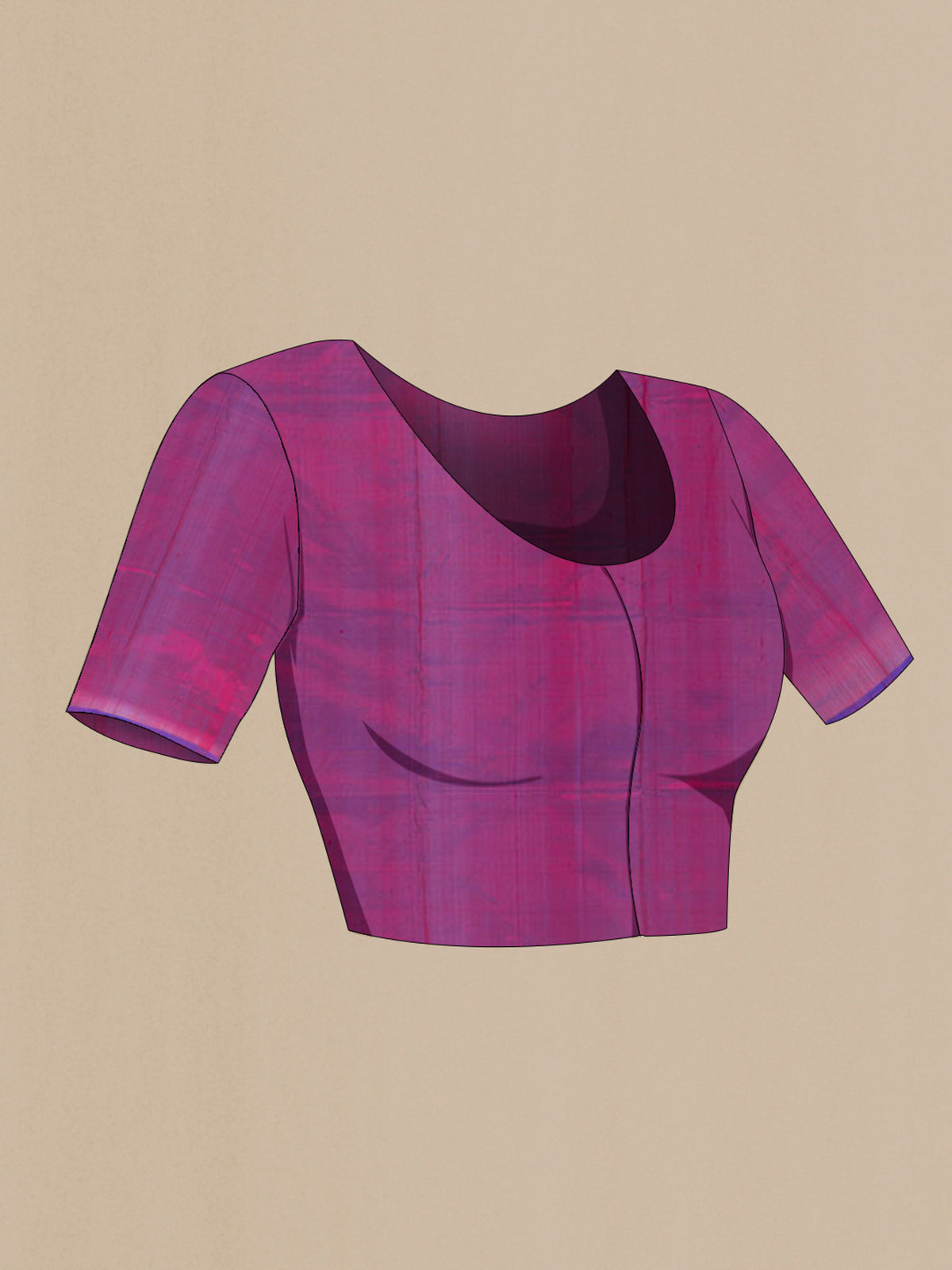 Close up image of the blouse of Pure Silk Purple Banarasi Katan Saree with Thread Butta on the body and Silk Border. 