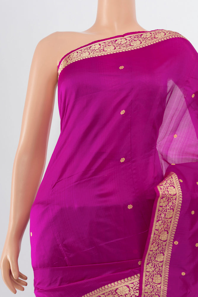 Border image of Purple Soft Silk Saree with Zari Butta on the body and Silk Border. 