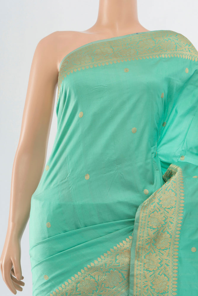 Border image of Sky Blue Banarasi Katan Silk Saree with Zari Butta on the body and Silk Border. 