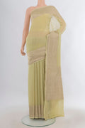 Pista Green Banarasi Georgette Saree with Zari Butta on the body and Zari Border.  displayed on a mannequin