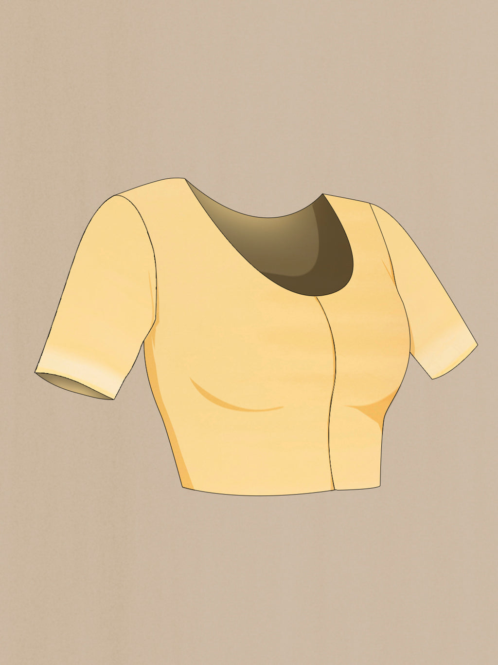Close up image of the blouse of Yellow Banarasi Georgette Saree with Zari Brocade on the body and Zari Border. 