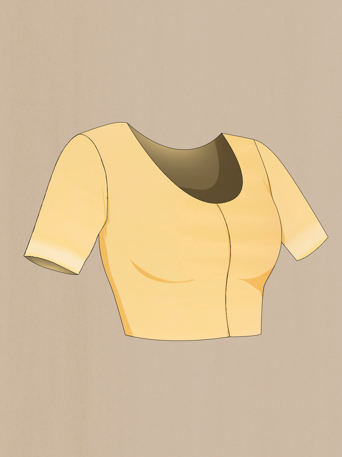 Close up image of the blouse of Yellow Banarasi Georgette Saree with Zari Brocade on the body and Zari Border. 