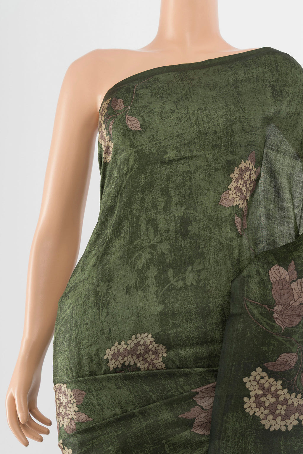 Border image of Mint Green Tussar Silk Saree with Floral Print on the body and Silk Border. 