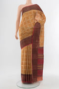 Multi Color Tussar Silk Saree with Fancy on the body and Silk Border.  displayed on a mannequin