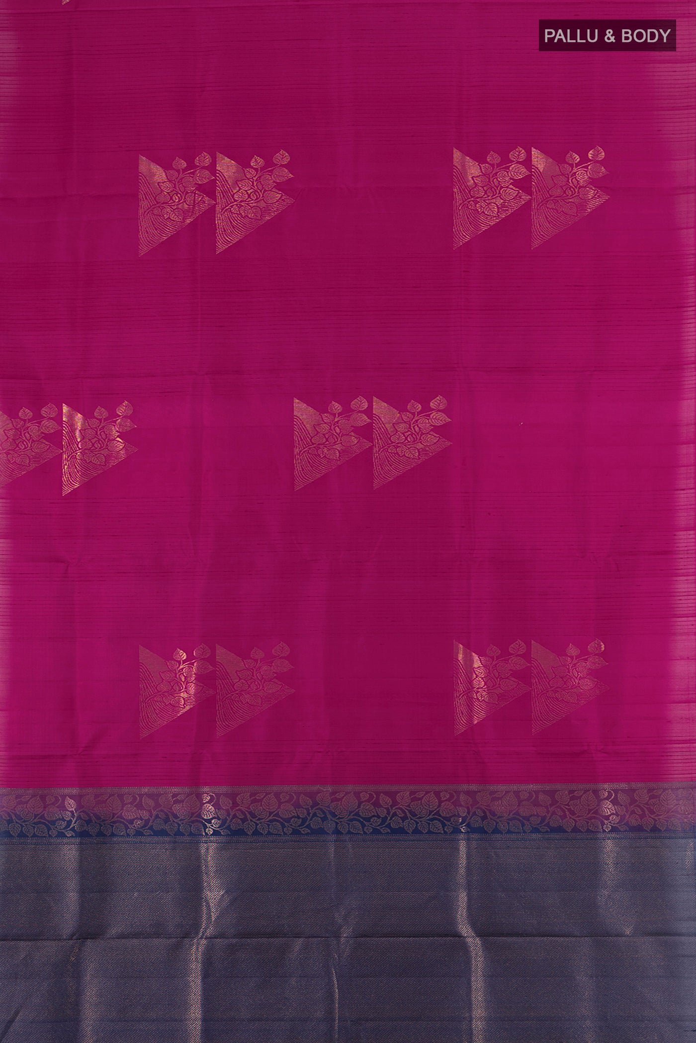 Flat view of Pure Silk Pure Zari Purple Soft Saree with Zari Butta on the body and Silk Border. 