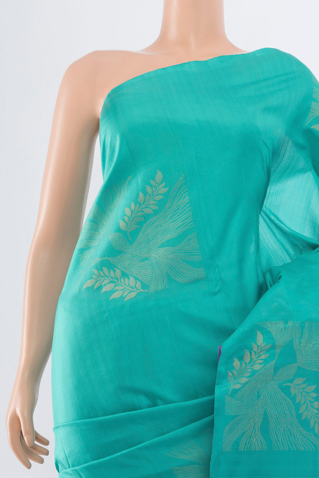 Border image of Pure Silk Pure Zari Light Blue Soft Saree with Zari Butta on the body and Silk Border. 