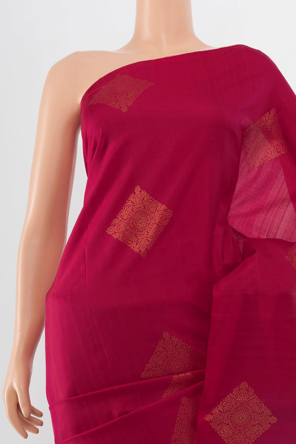 Border image of Maroon Soft Silk Saree with Zari Butta on the body and Silk Border. 