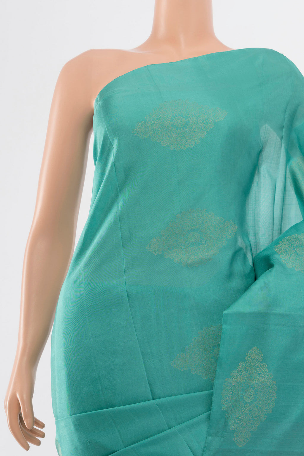 Border image of Sky Blue Soft Silk Saree with Zari Butta on the body and Silk Border. 