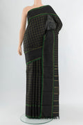 Pure Silk Pure Zari Black Kanchipuram Saree with Checked design on the body and Plain Border.  displayed on a mannequin