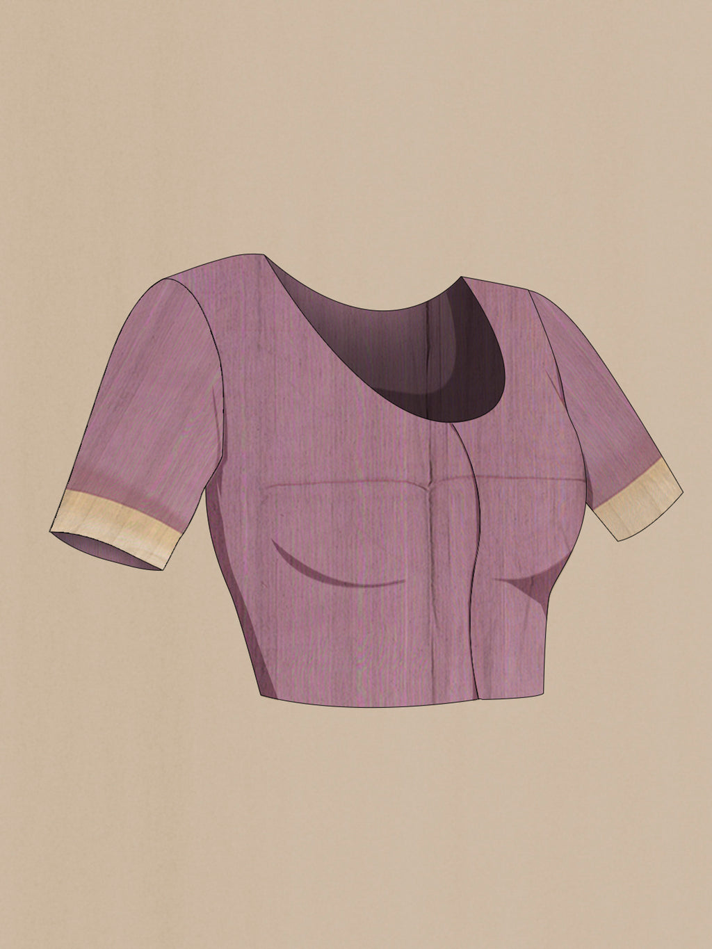 Close up image of the blouse of Coffee Brown Chanderi Cotton Saree with Zari Butta on the body and Zari Border. 