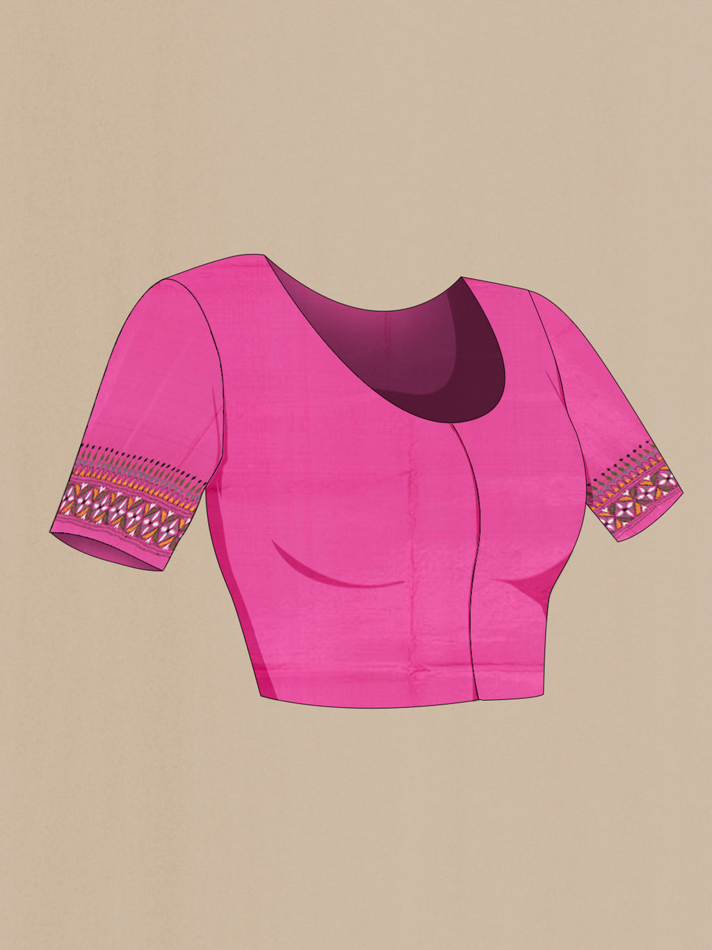 Close up image of the blouse of Bronze Kantha Silk Saree with Jacquard With Thread Butta on the body and Embroidery Border. 