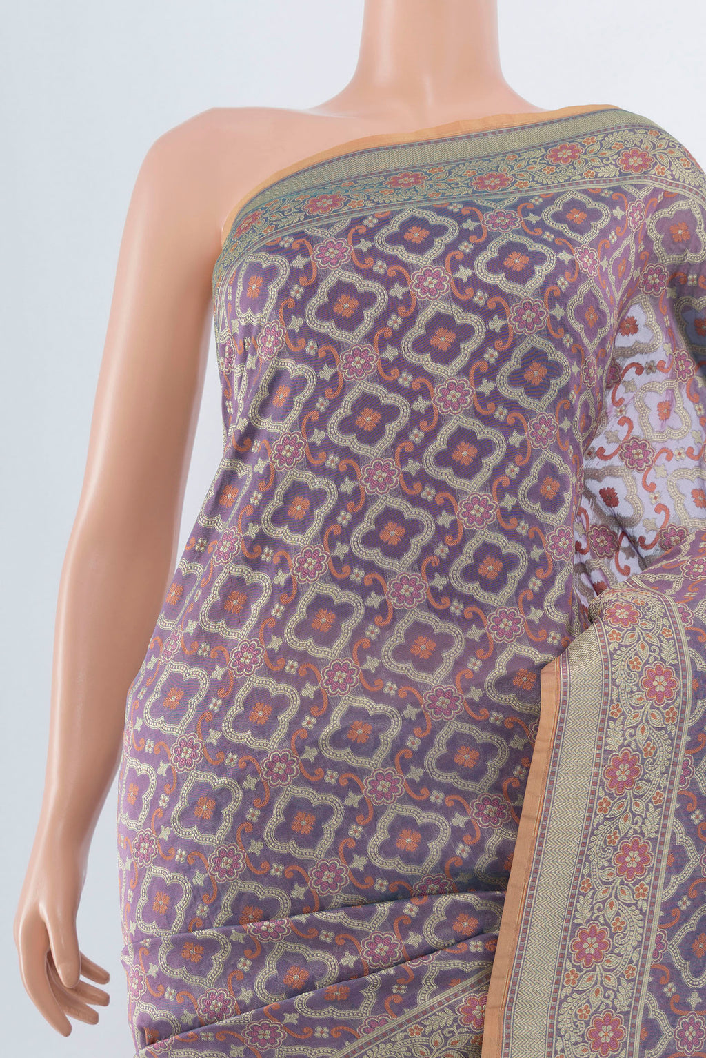 Border image of Multi Color Banarasi Silk Saree with Zari Butta on the body and Silk Border. 
