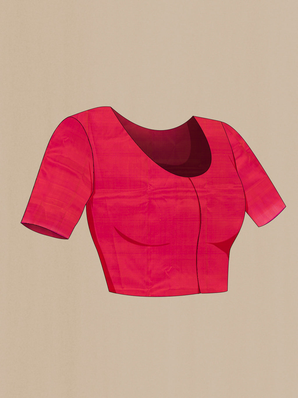 Close up image of the blouse of Pink Kanchipuram Silk Saree with Thread Butta on the body and Temple Border. 
