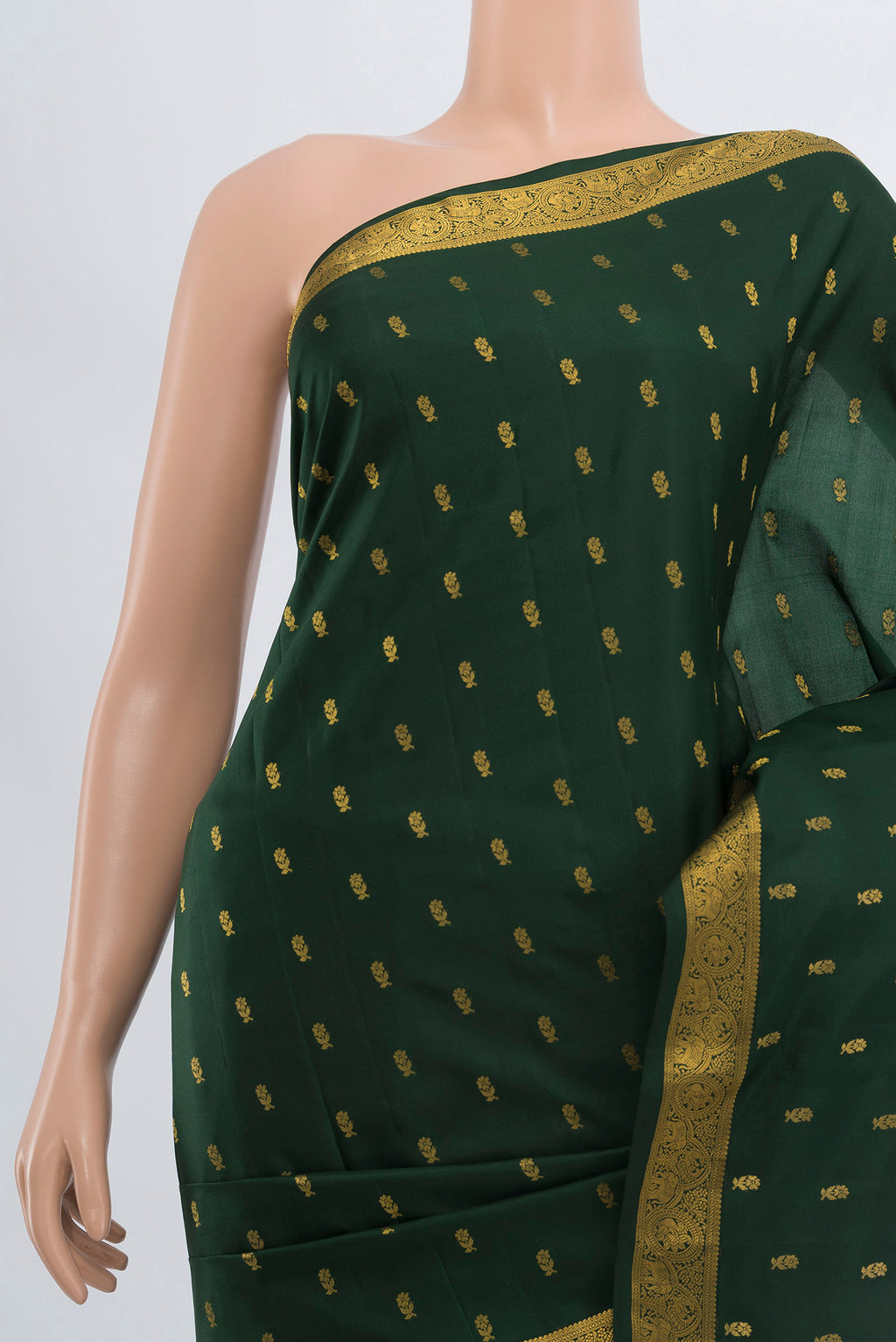 Border image of Mint Green Kanchipuram Silk Saree with Zari Butta on the body and Silk Border. 