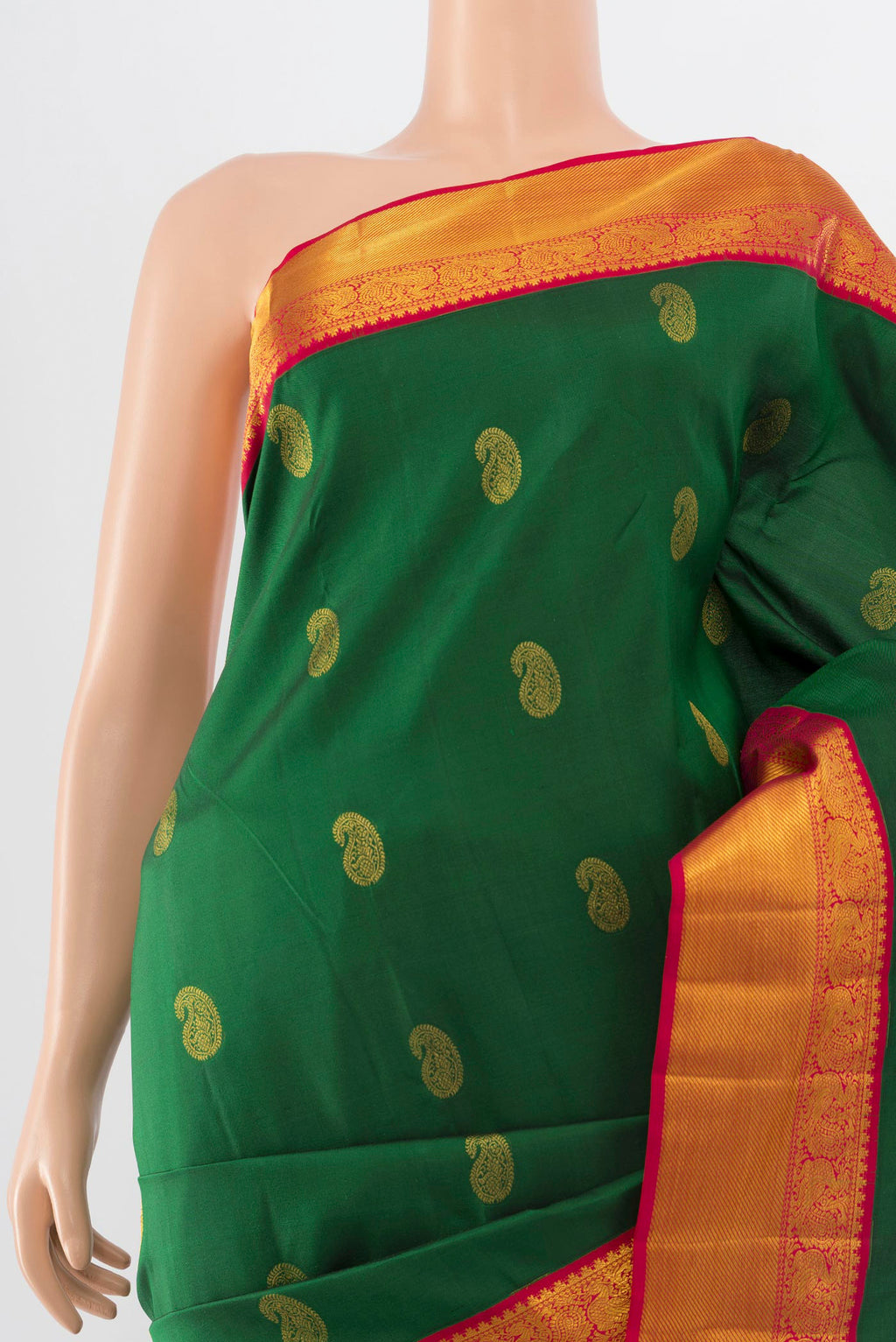 Border image of Mint Green Kanjivaram Silk Saree with Zari Butta on the body and Silk Border. 