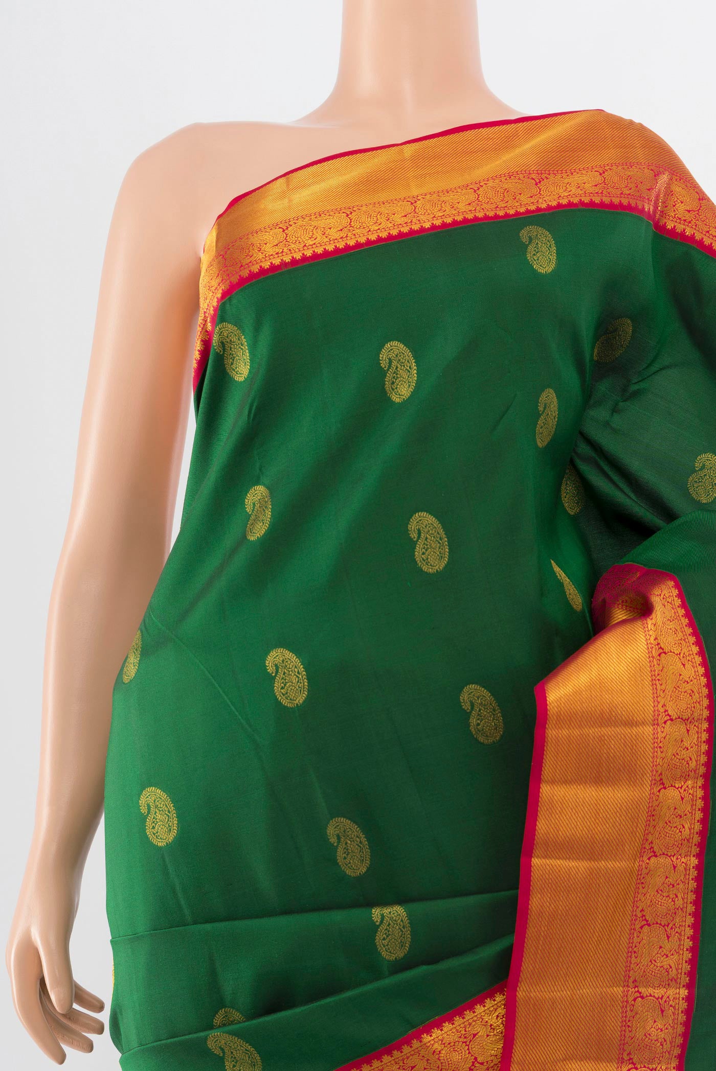 Border image of Mint Green Kanjivaram Silk Saree with Zari Butta on the body and Silk Border. 