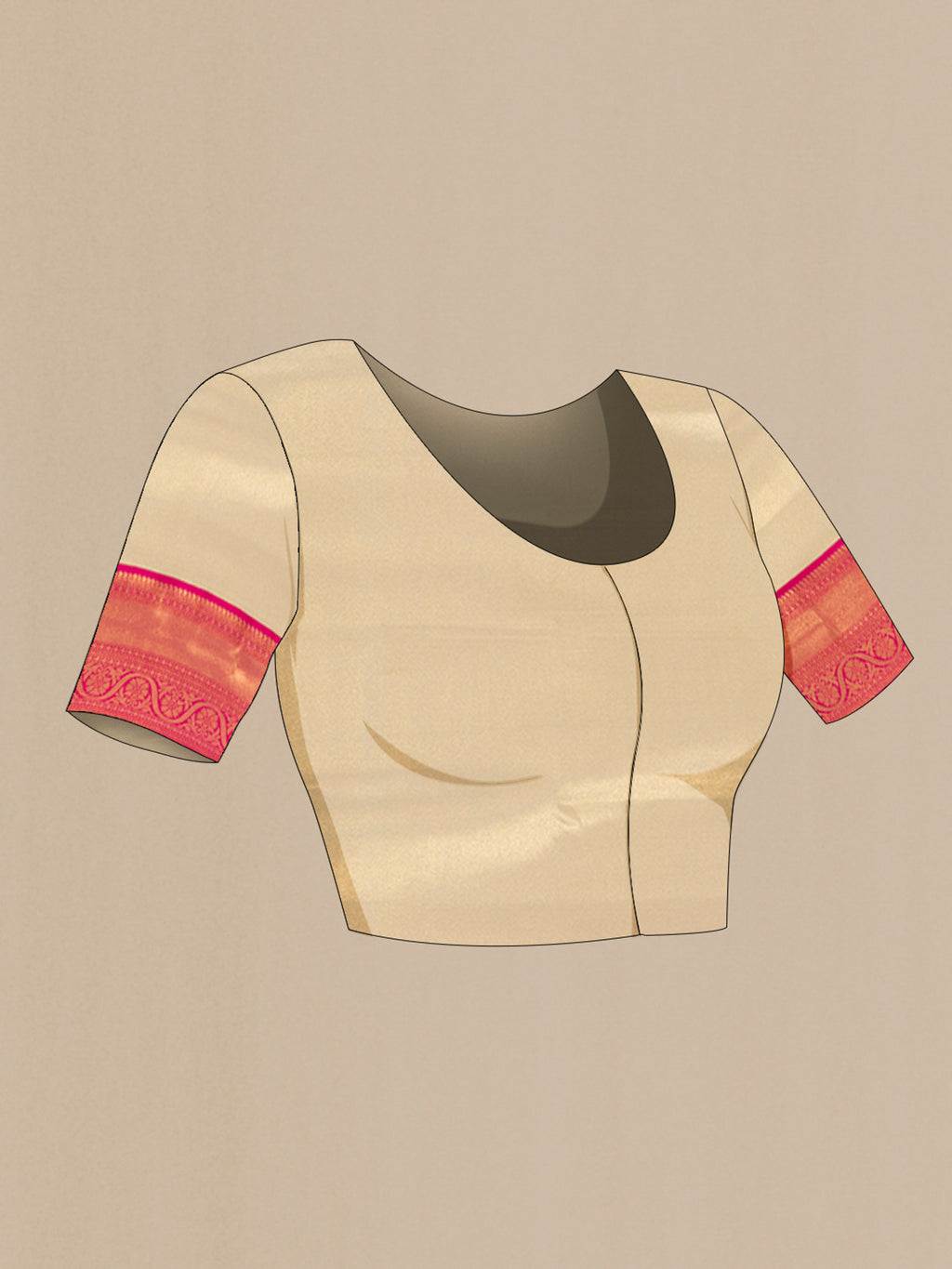 Close up image of the blouse of Multi Color Art Silk Saree with Zari Butta on the body and Silk Border. 